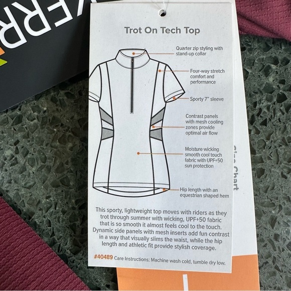 Kerrits Short Sleeve Technical Riding Shirt 1/4 Zip Pullover Sz Large Maroon NEW - Picture 6 of 9